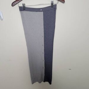 STAUD Elms Colorblock Rib Knit Midi Skirt - Grey Small